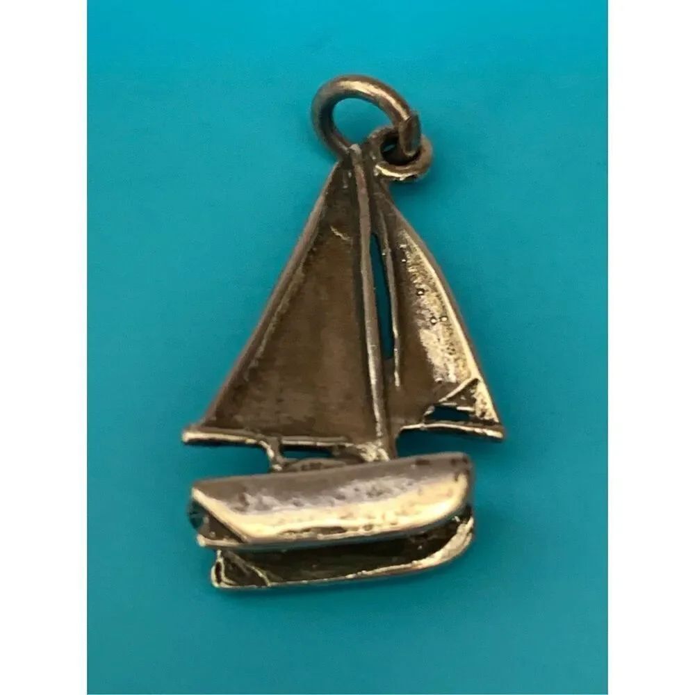 .925 Catamaran Sailboat Sterling Silver Jewelry Charm #beach